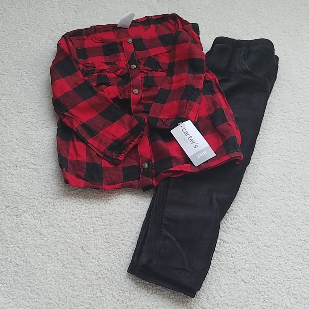 Plaid Button top and pants